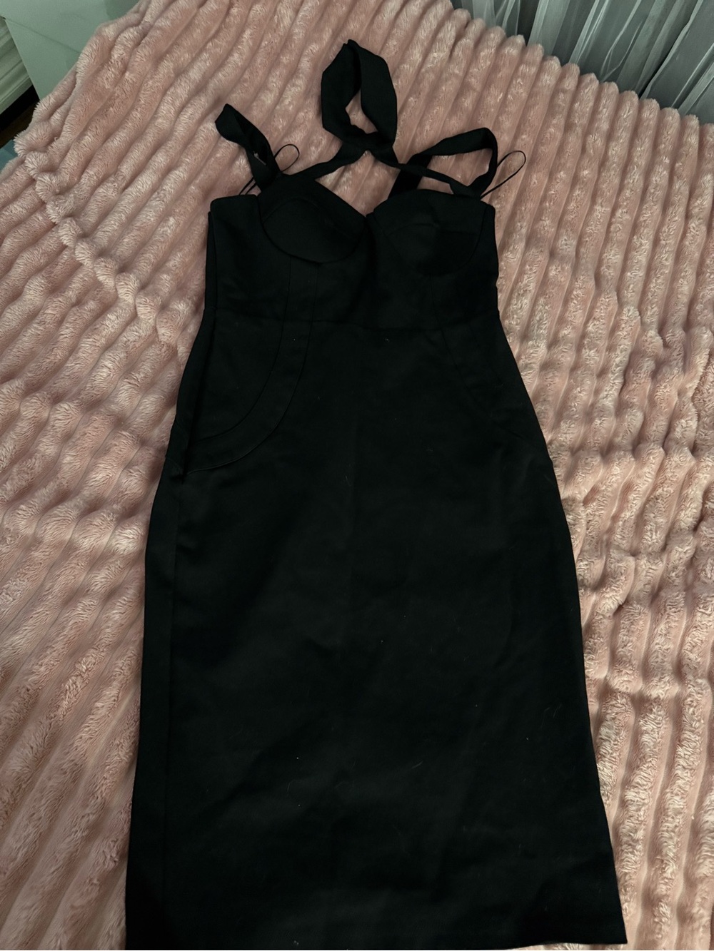 Fashion Nova Black One-Shoulder Tie Sheath Dress - Picture 2 of 2